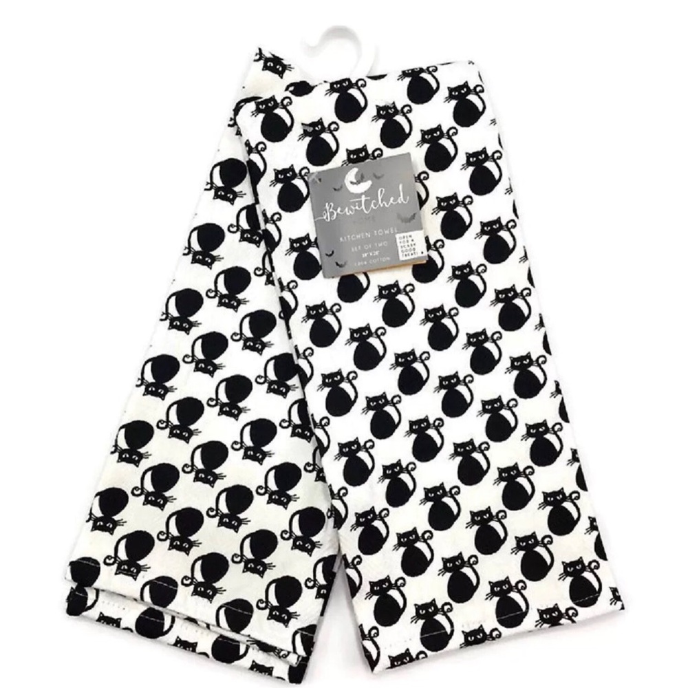 Bewitched Black Cat Cotton Kitchen Towels, 2 ct